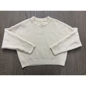 Elodie Cream Textured Cropped Pullover Sweater Women’s Small